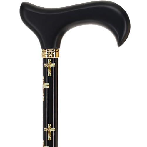 Royal RC Canes Walking Sticks for Men and Women - Stylish Designer Fashionable Adjustable Derby Canes - Lightweight Aluminum Cool Walking Sticks with HD Patterns - color: Golden Cross (Multicolor)