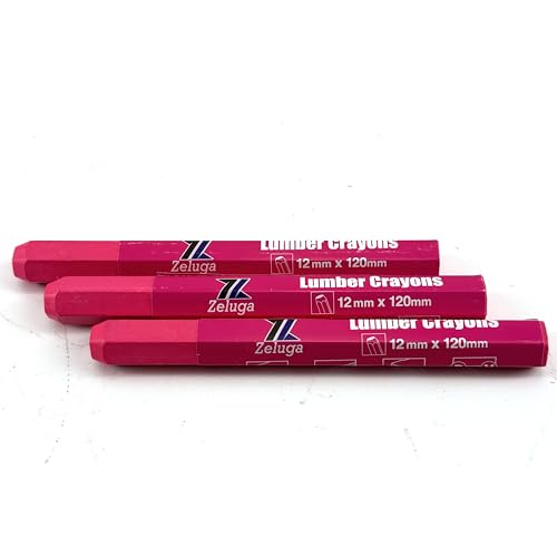 Zeluga 4.7in. x 0.47in. Hex Shape Industrial Lumber Marking Crayons for Clear and Permanent Markings, Pink 12 Pack - color: Pink, size: 1 Count (Pack of 12)