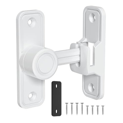 Barn Door Lock 2.4" 90/180 Flip Gate Latch, White 1-Pack - color: White-1 Pc