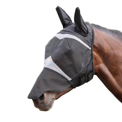 Shires FlyGuard Pro Fine Mesh Fly Mask with UV Protection Jet/Extra Extra Full/Ears and Nose - color: Jet, size: Extra Extra Full
