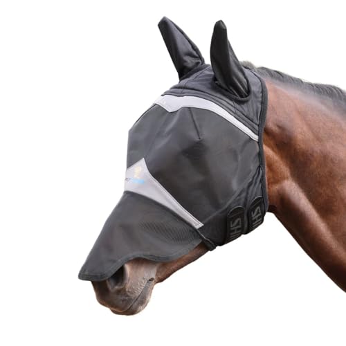 Shires FlyGuard Pro Fine Mesh Fly Mask with UV Protection Jet/Extra Small Pony/Ears and Nose - color: Jet, size: Extra Small Pony