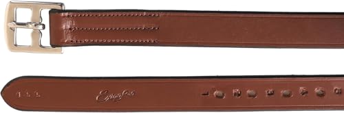 Exion Pre-Stretched English Stirrup Leathers | Non-Stretch Genuine Leather Stirrup Straps for English Saddles | 18 Numbered Holes Stainless Steel Buckles | Pair Black Havana Oak 48 54 58 62 - color: Oak Brown, size: 150 cm / 60"