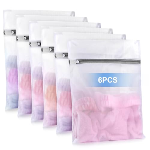 6 Pcs Laundry Bag, 12“x16”Mesh Laundry Bags for Delicates, Garment Gag for Washing Machine, for Daily Organization Travel Packing Wvzedm
