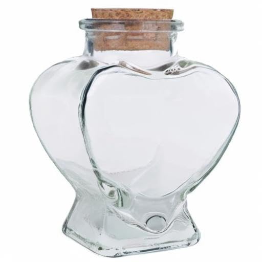 Party Spin Heart Shaped Glass Jar Favor Bottle with Cork, 3-1/4-inch, 1-count - style: Heart