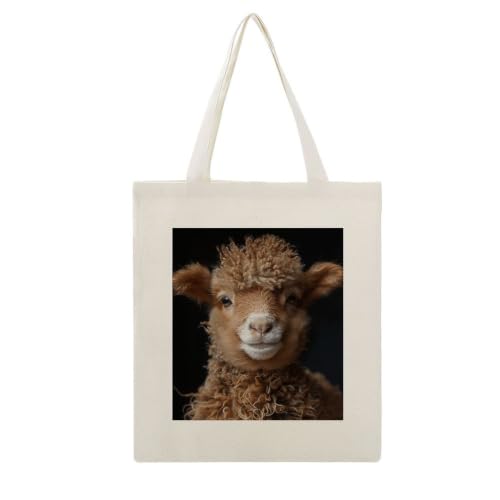 Canvas Tote Bag for Women Men Gift Reusable Aesthetic Shopping Bag | Sheep Brown Wool Tote Bags Sturdy Durable Shoulder Bags Grocery Bags for Christmas Library Birthday gifts