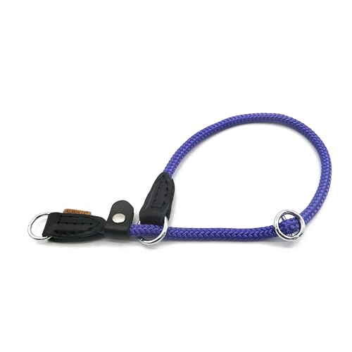 Braided Round Martingale Dog Collar, Training Collar with Slidable Stop Ring and Adjustable Stopper - Ideal for Small Dogs (S(1/4") - 14" Long, Purple) - color: purple, size: S(1/4") - 14" Long with stopper