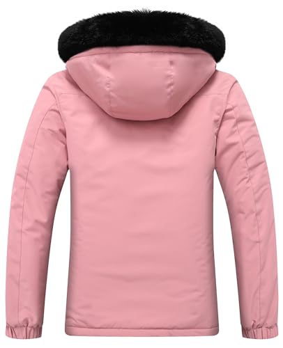 MOERDENG Women's Ski Jacket Waterproof Warm Winter Coat - color: Pink, size: Medium