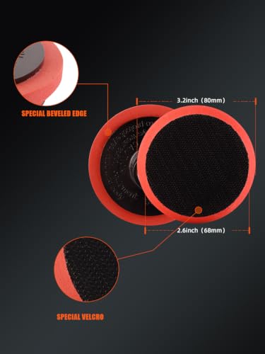 SPTA Wool Polishing Pad, 5Pcs 3"(75mm) 100% Natural Wool Buffing Pad with 1Pc Hook&Loop Backing Pad, 1Pc Extension Shank for Drill Polisher Cutting, Car Body Repair Buffing