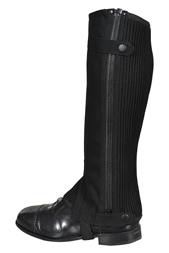 Equestrian Riding Unisex Half Chaps Amara Adult | Synthetic Leather Zip-Up Pair | Accurate Size Chart in Images. - size: Extra Large(C16xH17)in