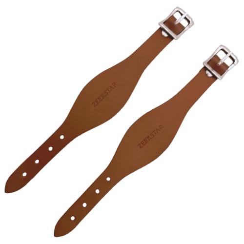 Pair of Leather Stirrup Hobble Straps Adjustable Replacement Straps for Western Saddles with Stainless Steel Buckle Closure - color: Brown
