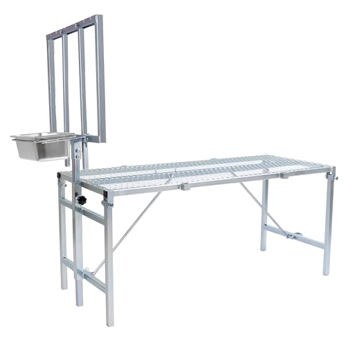 HECASA Sheep Milking Stand Livestock Feeder Rack Adjustable Headpiece - color: Silvery