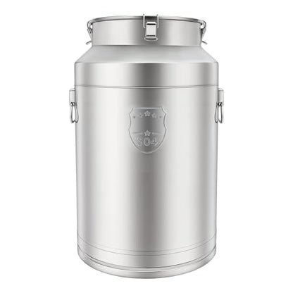 DYNAMI 20Gal 304 Stainless Steel Milk Can with Sealed Lid and Handles,Anti-Leak Liquid Storage Barrel,Food Grade Container for Milk, Liquid,Solid Storage and Transport,Large Opening for Easy Cleaning - size: 20Gal