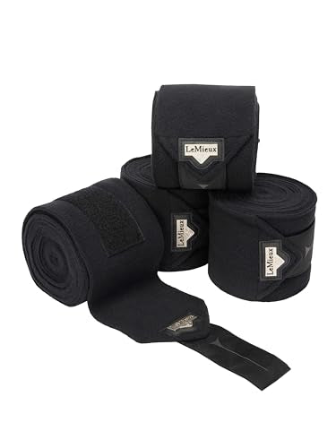 LeMieux Elevate Polo Bandages - Super Soft Micro Fleece - Set of Four - Black - Full - color: Black, size: full
