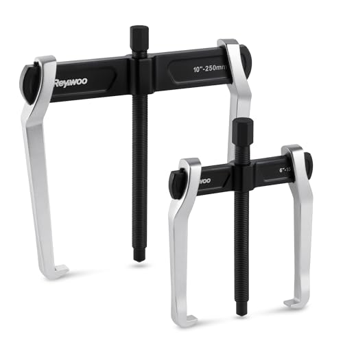6" and 10" 2-Jaw Gear Puller Set, 2 Pack with Small (0-5.35" External/1.7-5.7" Internal) & Large (0-8.2" External/3-10.5" Internal) Spread, Heavy-Duty Bearing, Flywheel, Pulley and Gear Remover Tool - size: Max External 5.35"&8.2"