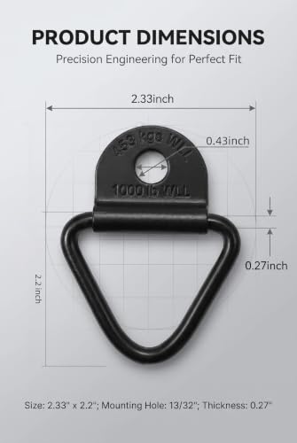 4 PCS V Ring Tie Down Anchor, Heavy Duty Truck Bed D Ring Tie Down Anchors, 2.3 x 2.2 Inch Multifunctional Bolt On Cargo Tie Down, Universal for Utility Trailer Accessories (Black)