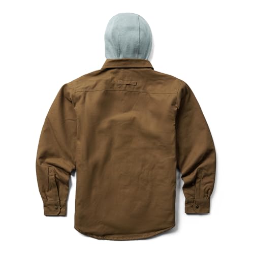 WOLVERINE Men's Overman Fleece Lined Cotton Duck Canvas Hooded Shirt Jacket - color: Chestnut, size: Large