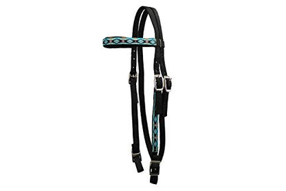 Tahoe Tack Overlay Printed Nylon Western Browband Headstall with Matching Split Reins 1 Year Warranty - color: Aztec, size: Full Horse