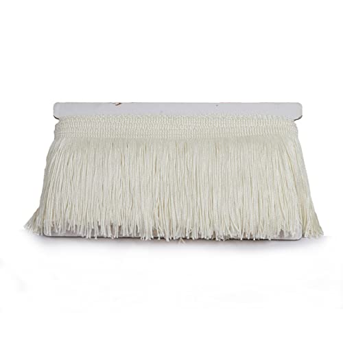 Chainette Fringe Trim 5 Yard x 4 Inches Fabric Tassel Trims - color: Cream, size: 4"-5Yards/R