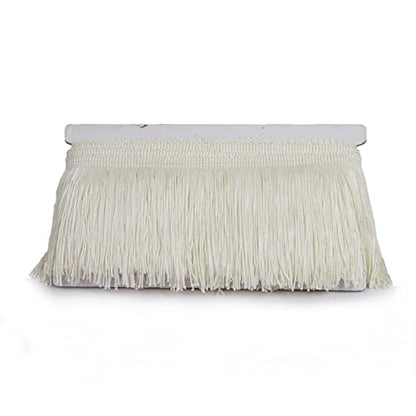 Chainette Fringe Trim 5 Yard x 4 Inches Fabric Tassel Trims - color: Cream, size: 4"-5Yards/R