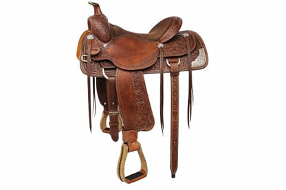 Horse Western Rawhide Covered Aluminum Saddle Roper Stirrups Tack 51175