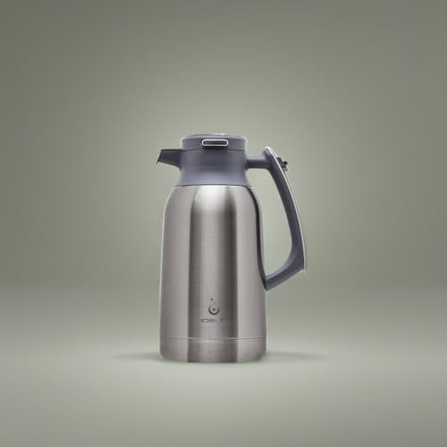 IDEUS Thermal Coffee Carafe 68oz, Beverage Dispenser Metallic | Stainless Steel Double Wall Vacuum Insulation Creamer Pitcher Water Jug Coffee Server, Coffee Carafe for Keeping Hot and Cold - color: Metallic, size: 68 Ounces