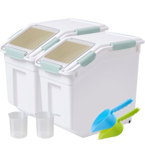 Saim 25lb Flour/Rice Storage Container with Rolling Casters (Green) - color: Green