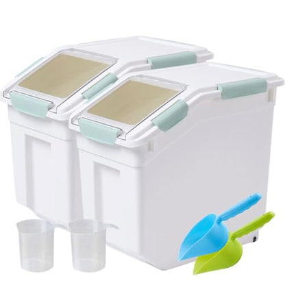 Saim 25lb Flour/Rice Storage Container with Rolling Casters (Green) - color: Green