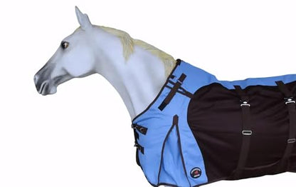 1200D Horse Turnout Blanket Waterproof, Breathable, Heavy-Weight Winter Blanket with 300g Fill, Ripstop Outer Shell - color: Sky Blue/Brown, size: 78 inches