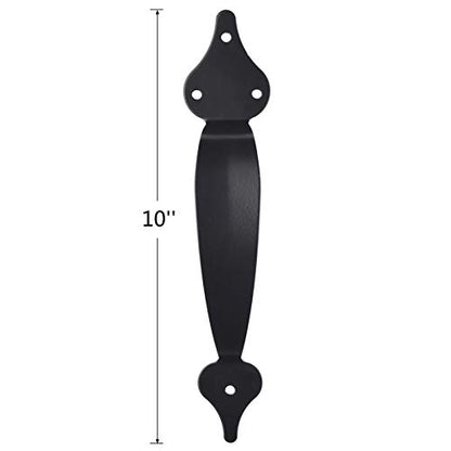 Gate Hardware Kit Heavy Duty,with Self Locking Gate Latch,6 inch T Strap Gate Hinges and 10 inch Gate Door Handle Pull,Shed Door Hardware Set for Wooden Vinyl Fence,Gate,Farm,Garden,Black Finish