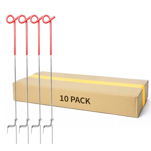AggFencer Pig Tail Step-in Fence Post, 41 Inches Stainless Steel 10Pack | for Garden and Farm and Livestock, Ideal for Electric Metal Fence Posts Red - size: 41 inch-10 pack