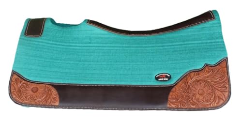 Horse 32"x30" Western Contoured Wool Felt Therapeutic Saddle Pad 39252 - color: Teal