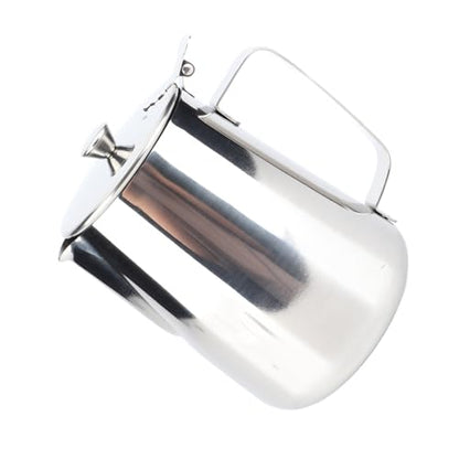 Milk Frother Cup, Stainless Steel Milk Frothing Pitcher, Milk Frothing Jug with Lid and Handle, Frothing Cup Pitcher, Coffee Frothing Mug for Office Home Kitchen (1500ML) - size: 1500ML