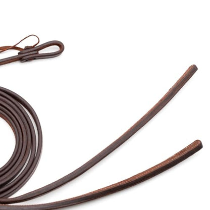 Jeffers Equine LuxeLeather Heavy Oiled Western Leather Horse Reins – Split, Laced & Roping Styles with Tie or Snap Ends for Riding & Training - size: 5/8" x 8'