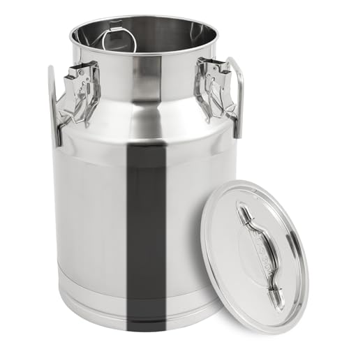 304 Stainless Steel Milk Can, 28L/7.4Gal Milk Bucket Wine Pail Sealed Bucket, Heavy Duty Storage Can Tote Jug with Sealed Lid for Liquid Storage - size: 28L/7.4Gal