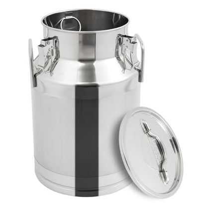 304 Stainless Steel Milk Can, 28L/7.4Gal Milk Bucket Wine Pail Sealed Bucket, Heavy Duty Storage Can Tote Jug with Sealed Lid for Liquid Storage - size: 28L/7.4Gal