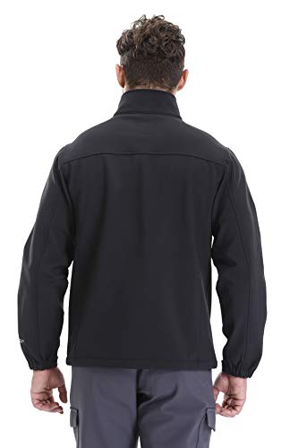 TRAILSIDE SUPPLY CO. Men's Softshell Jacket Fleece Lined Windbreaker,Lightweight Water Resistant Winter Coat - color: Black (022), size: Large