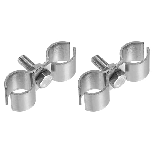 HARFINGTON 2pcs Chain Link Fence Panel Clamps 13/16" Stainless Steel Dog Kennel Clamps Fence Connector Temporary Dog Cage Hardware Parts with Bolts and Nuts for Round Pipe Panel - size: 13/16"