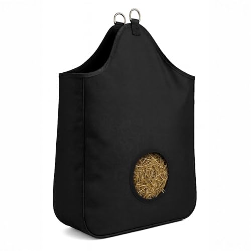 AJ Tack Hay Bag, 600D PVC Nylon, 2-Flake, 7 in Opening Black - color: Black