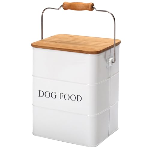 Farmhouse Dog Food Storage Container,6L Dog Food Canisters,Pet food Container Hold 5~6lbs Dog Food Treats,Airtight Dog Puppy food Storage with Lid and Scoop,Kibble Container Countertop-White… - color: green