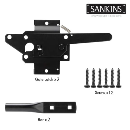 Heavy Duty Self-Locking Gate Latch for Wooden Fence Post Mount, 2Pcs Black - color: Black(2pcs)