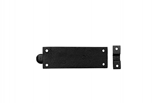 Renovators Supply Manufacturing Slide Bolt Latch 4 in. Black Wrought Iron Slide Bolt with Catch and Mounting Hardware Pack of 2