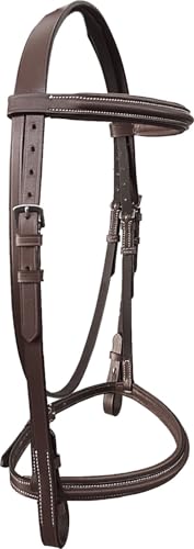 Majestic Ally Padded Raised English Bridle, Premium Leather, Matching Laced Reins - color: Brown, size: Cob
