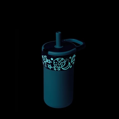 BrüMate Leap 12oz 100% Leakproof Kids Tumbler with Handle and Silicone Soft Straw | Drop Resistant Silicone Sleeve | For Kids 4+ | Insulated Stainless Steel | Cup Holder Friendly | 12oz (Outer Space) - color: Outer Space