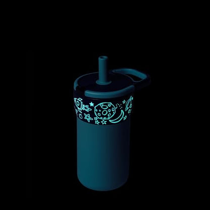BrüMate Leap 12oz 100% Leakproof Kids Tumbler with Handle and Silicone Soft Straw | Drop Resistant Silicone Sleeve | For Kids 4+ | Insulated Stainless Steel | Cup Holder Friendly | 12oz (Outer Space) - color: Outer Space