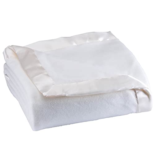 OakRidge Fleece Blanket with Luxurious Satin Binding Edges, Lightweight - color: Off White, size: King