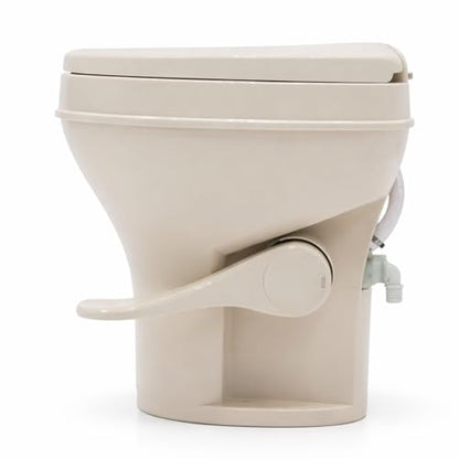 SEAFLO Bone RV Toilet, Residential Height 18.4", Gravity Flush Foot Pedal, Soft Close Seat, Camper Toilet for RV Motorhome Travel Trailer, Parchment, SFRTPH-02-01, 4-Year Warranty - color: Bone