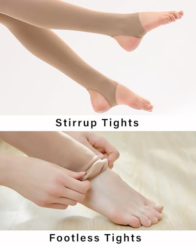 Stelle Girls Women Stirrup Ballet Tights for Dance Class Kids Adult - color: 2 Pack Tan, size: 9-14 Years