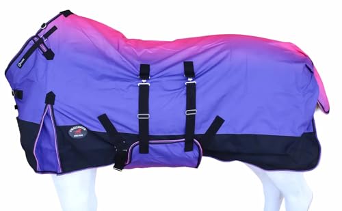Challenger 1200D Turnout Waterproof Rain Horse Sheet Light Winter Blanket 393B - color: Berry Ombre, size: 82 inches
