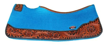 Horse 32"x30" Western Contoured Wool Felt Therapeutic Saddle Pad 39253 - color: Turquoise