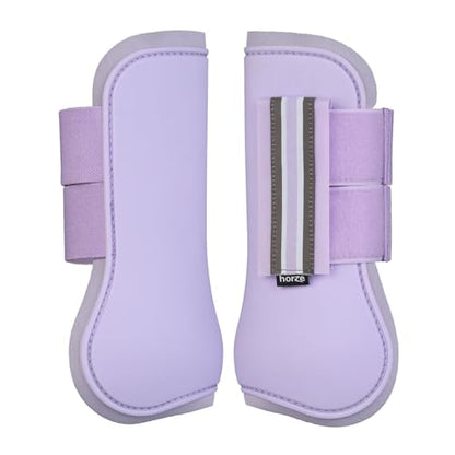HORZE Adepto Open Front Tendon Boots | Durable Shell with Neoprene Lining - Languid Lavender Purple - Pony - color: Languid Lavender Purple, size: Pony